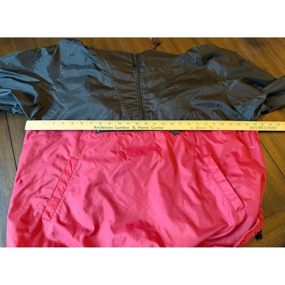 Harbortec Sport Mens Colorblock Windbreaker Anorak Jacket Black Burgandy L/XL